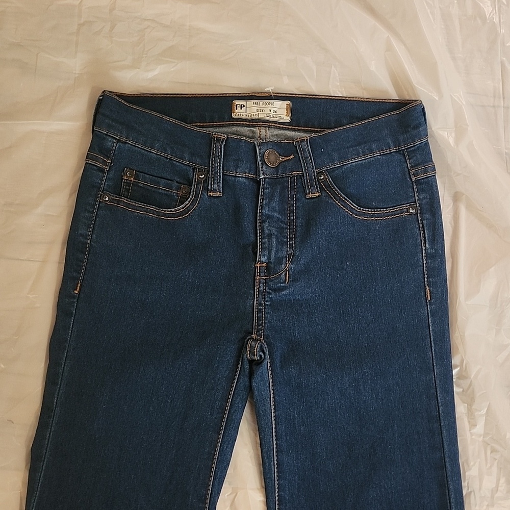 Free People Blue Flare Wide Leg Jeans - Picture 5 of 10